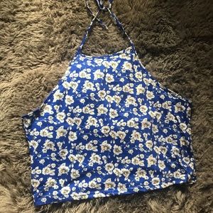 Blue floral crop top
